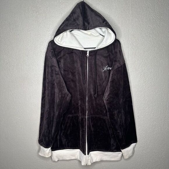 Y2K Avirex Reversible Full Zip Velour Hoodie XL - Picture 2 of 7